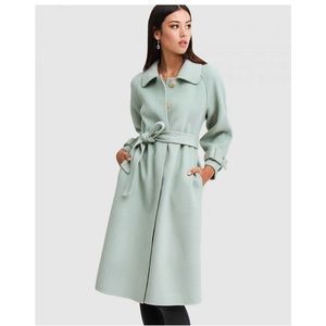 NWT Belle & Bloom Shore To Shore Belted 100% Wool Coat in Mint Size L